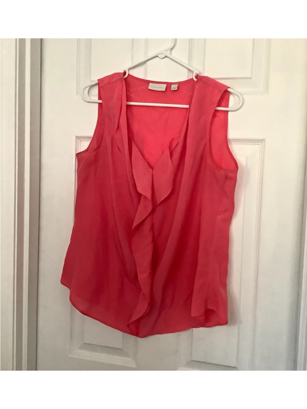 New York & Company Coral Ruffle Front Sleeveless Camisole